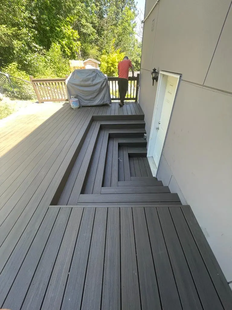 Deck Builder in Renton building multi-level deck for sloped yard in East Renton Highlands